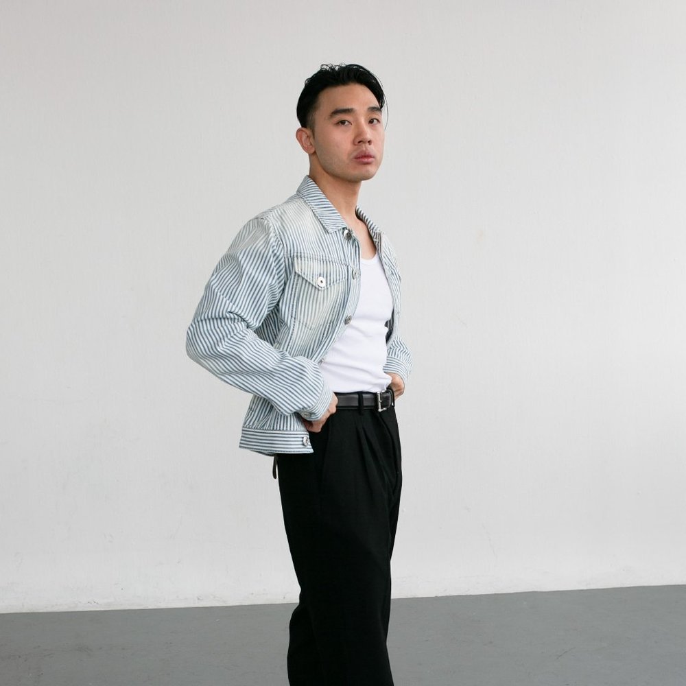 Lanvin White & Blue Striped Denim Jacket